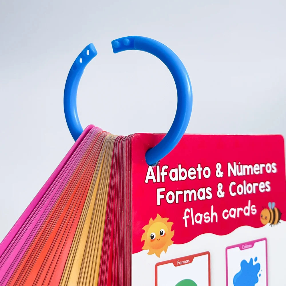 40Pcs Spanish Alphabet Number Color & Shape Themes Learning Cards for Kids Early Education Vocabulary Flashcards Teaching Aids