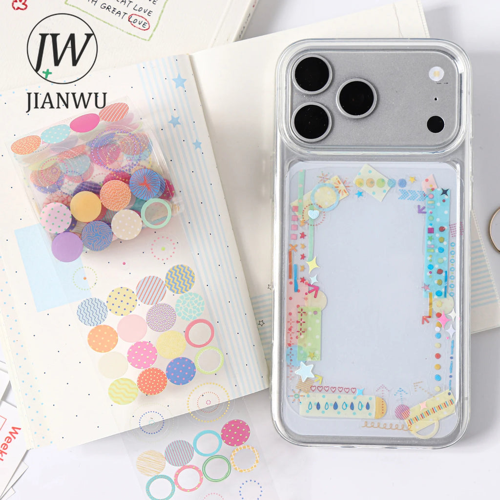 JIANWU The Sweetness Five-grain Sugar Series Colorful Dot Landscape Material Collage PET Tape Creative DIY Journal Stationery