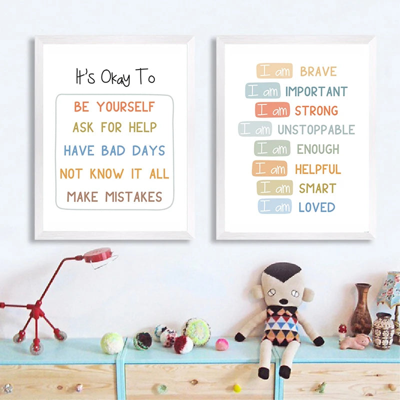 English Education Poster Alphabet Number Color Shape Wall Art Prints Canvas Painting Wall Pictures Kids Bedroom Classroom Decor
